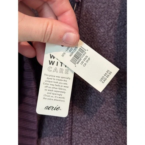 Aerie Womens Plum Purple Fleece Hooded Open Front Wrap Cardigan XS/S NWT - Picture 4 of 7